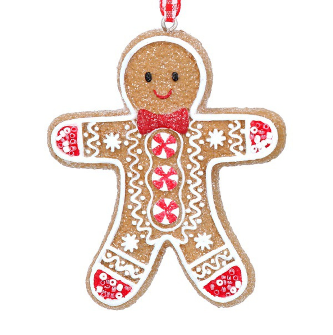 Resin Gingham Cookie Man, Peppermint Buttons 8cm *ETA Nov image 0